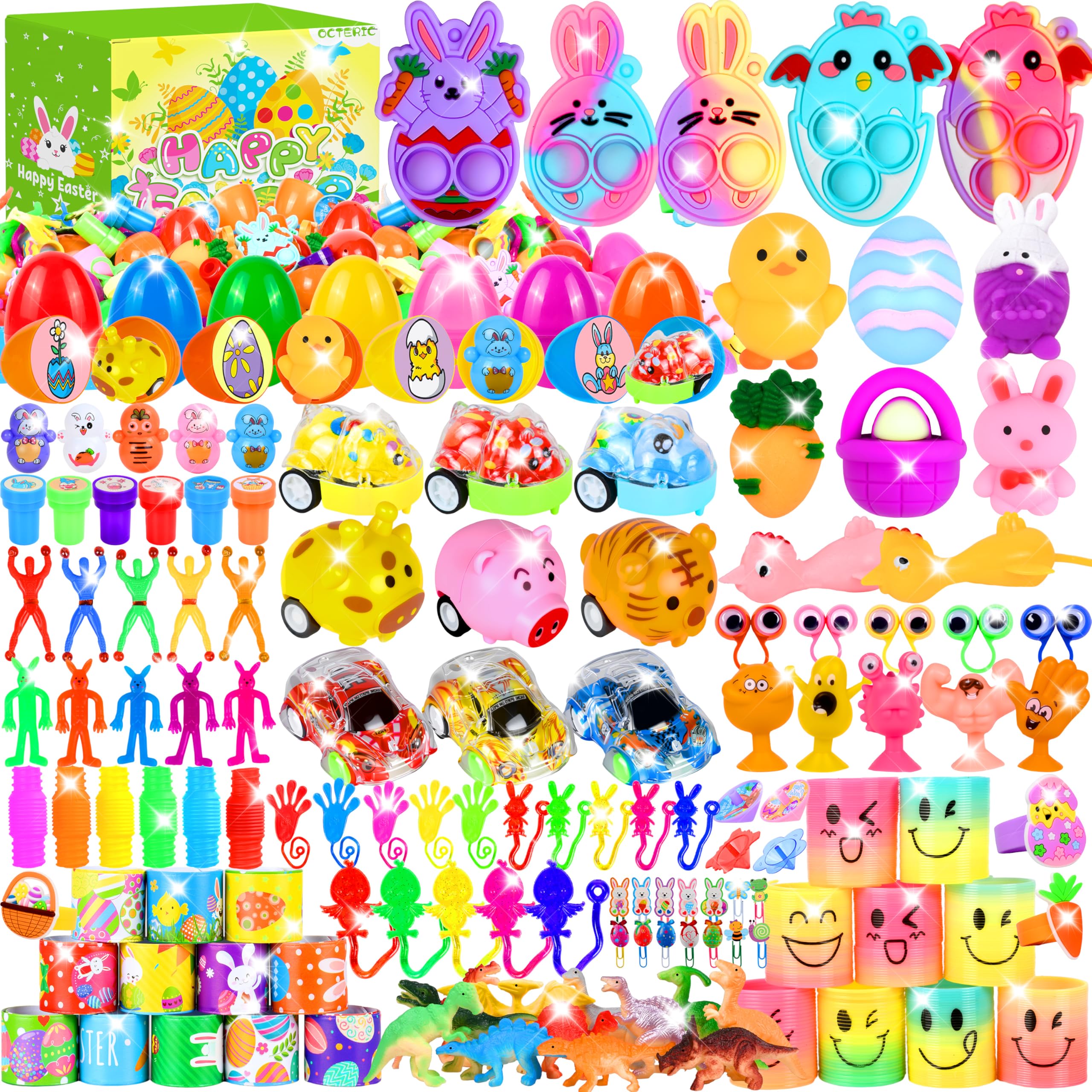 Photo 1 of **FACTORY SEALED** ?360Pcs Colorful Prefilled Plastic Easter Set, 120 Plactic Eggs Filled with 240 Assorted Toys Stickers Party Favors for Kids Boys Girls Toddlers Easter Eggs Hunt Basket Filler Stuffers Supplies