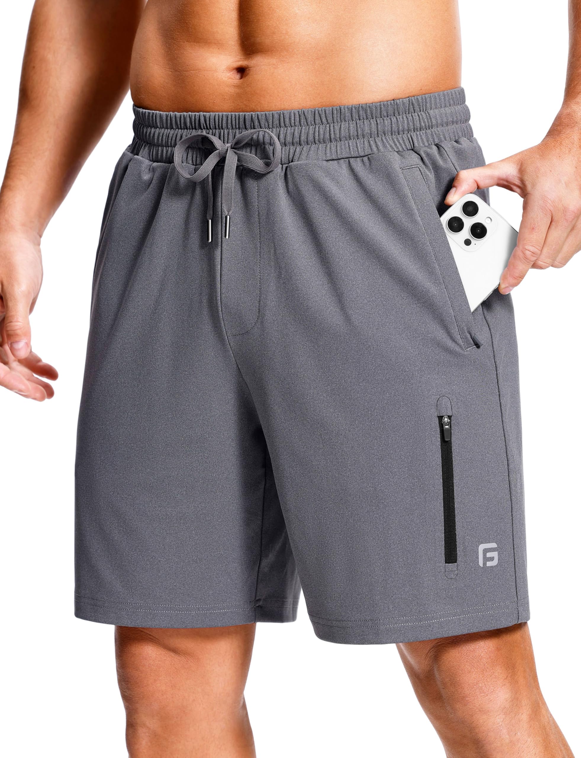 Men's Workout Shorts with Zipper Pockets 7 Inch
