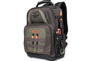 WELKINLAND 36-Pockets Electrician Backpack, Hard-Based HVAC Backpacks, Waxed-Canvas Technician Backpack, Heavy-Duty Tool Back