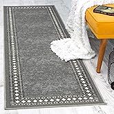 Antep Rugs Alfombras Modern Bordered 2x7 Non-Skid (Non-Slip) Low Profile Pile Rubber Backing Indoor Area Runner Rugs (Gray, 2