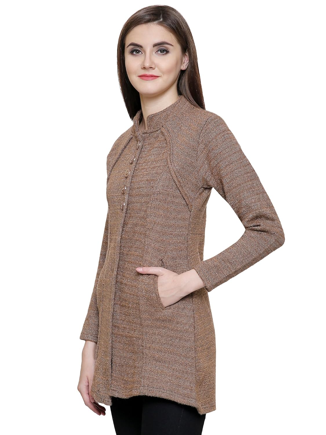 matelco women's woollen cardigan with pockets for winter