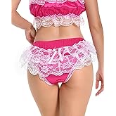 Satini Frilly Sissy Soft Lace Knickers Briefs Satin Panties