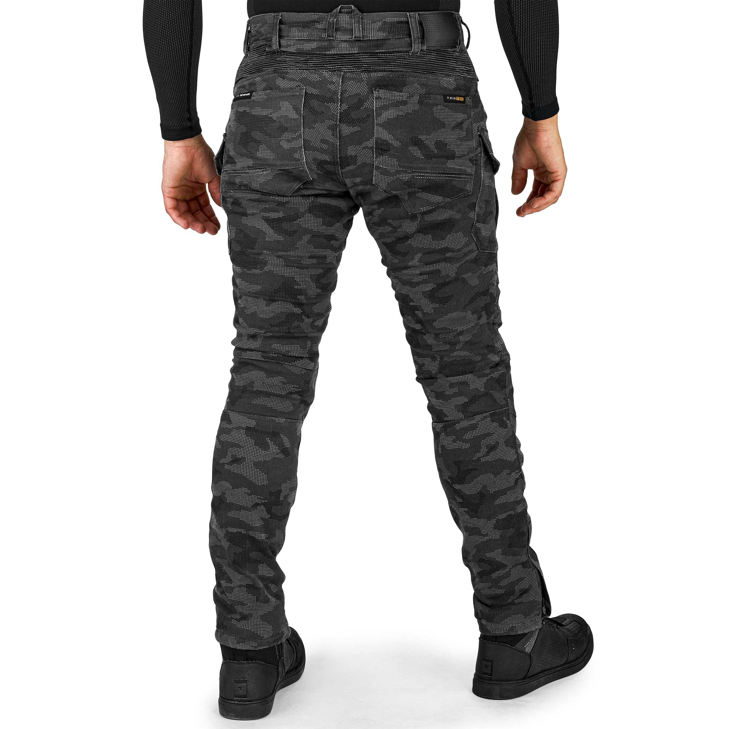 SHIMA Giro 3.0 Motorrad Hose Herren mit Protektoren AirForce Knieprotektoren Motorradhose Kurzgrößen Hosen für Mann Protektorenhose Textilhose Urban Stretch Cargohose Lang (Männer, Camo, 32/34) 6