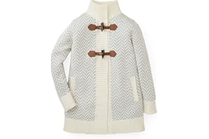 Hope & Henry Girls' Grey Herringbone Sweater Coat