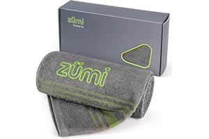 Zumi 100% Cotton Quick Dry Large Travel Towel - Soft, Thin, Compact, Highly Absorbent, Lightweight Camping Towel for Beach, Gym, Bath, Shower, Swimming, Dorm, RV - Gray