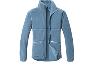 GIMECEN Women's Fuzzy Fleece Jacket Long Sleeve Zip Up Sherpa Coat Soft Polar Outerwear with Zipper Pockets