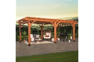 Backyard Discovery Beaumont 20' x 12' Traditional Cedar Wood Pergola Kit with Trellis Roof, All-Season Durability, High-Wind Rating, PowerPort, Shade for Outdoor Patio, Deck, Garden, and Entertaining