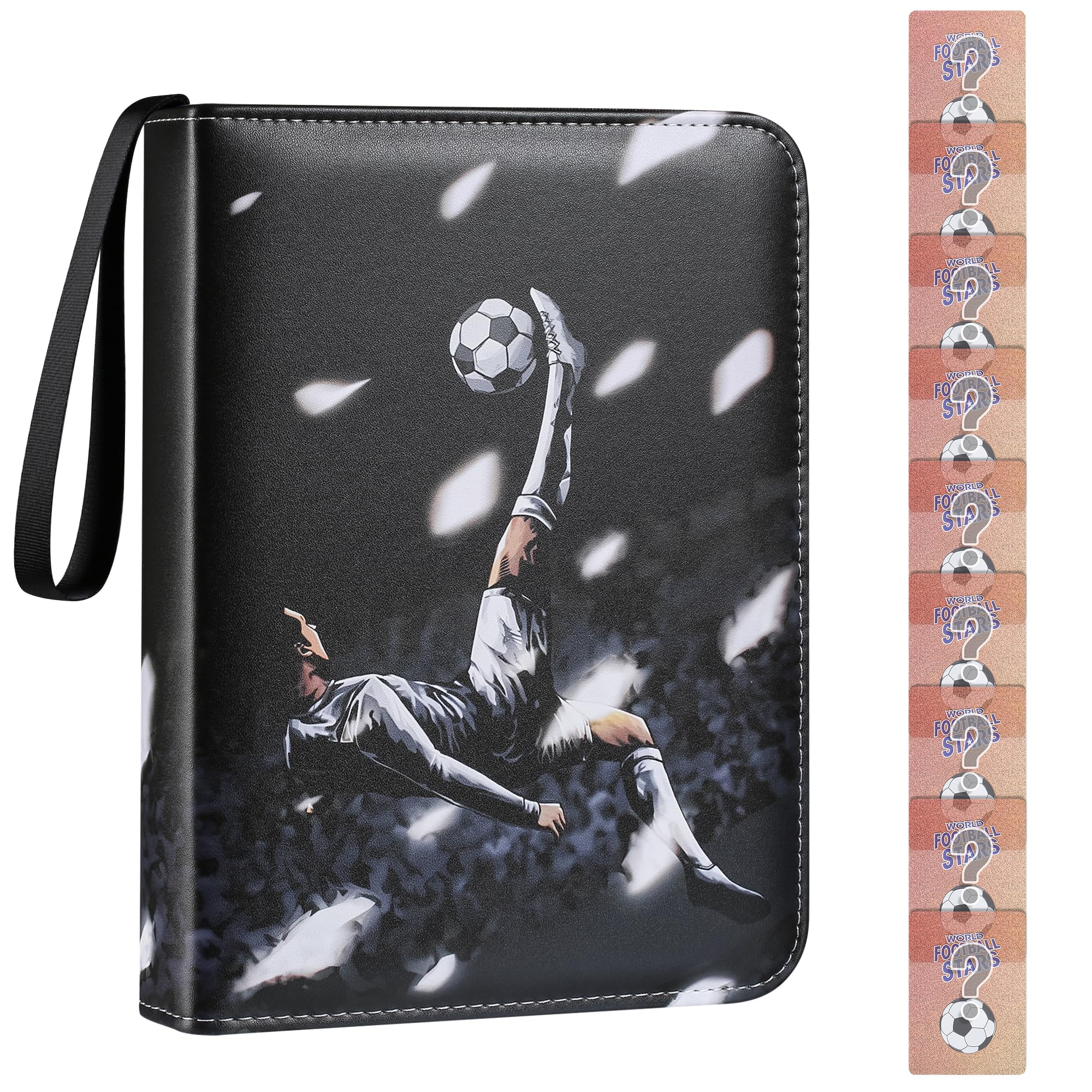Trading Card Album for Football, Binder Card Holder, Fits 900 Cards with 100 Removable Sleeves, Carrying Case Binder Album, Book Folder Storage Organizer (Send 9 football cards Randomly)