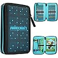 Minecraft Filled Pencil Case for Kids with Multiple Compartments, Stationery Included - School Supplies
