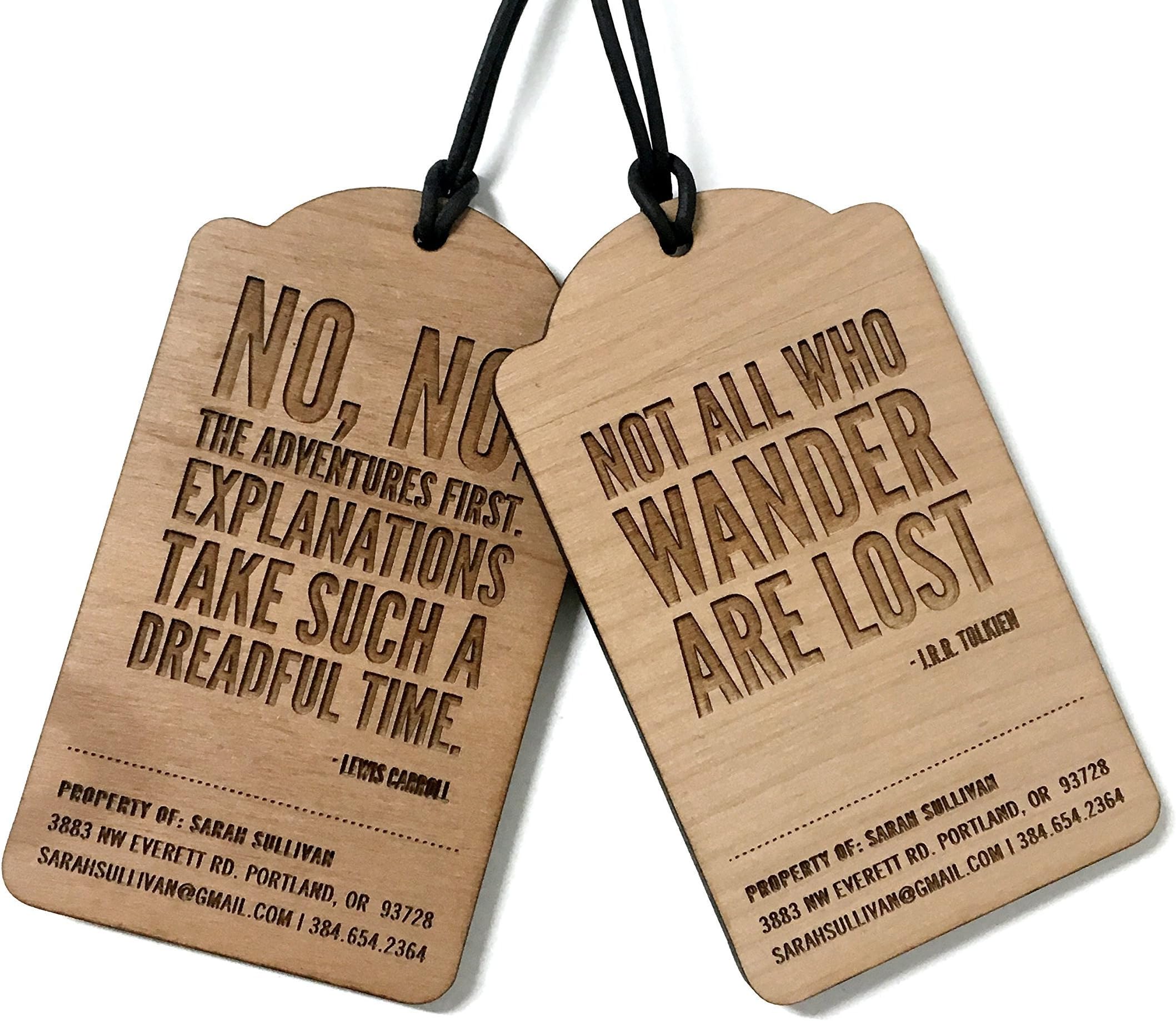 Mile Nine Wood Luggage Tag / Custom Engraved Travel Tag / Inspirational Quote / Adventure & Wanderlust