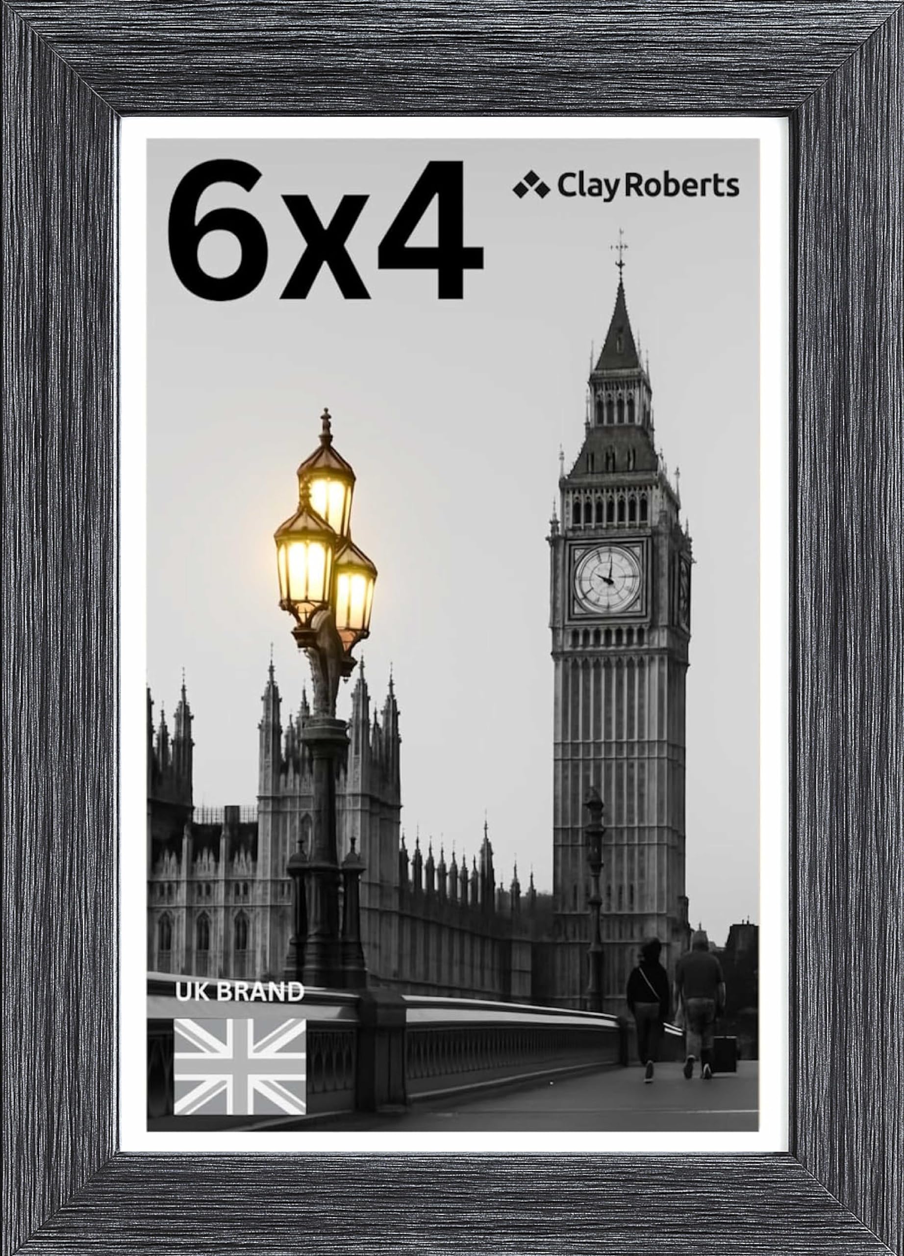 Picture Frame 6 x 4, Charcoal, Freestanding and Wall Mountable, 10 x 15 cm, 6x4 Picture Frames, Charcoal 6x4 Photo Frames, 4x6 Photo Collage Gallery Display