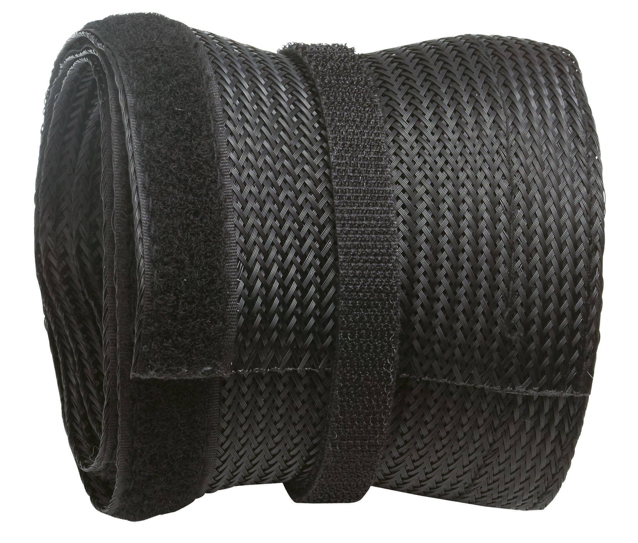 RICOO Cable Tidy Black 200cm x 8.5cm Flexible Trunking Z9085B-2 Sleeve Wire Organiser with Hook and Loop Fastener Cord Management Duct