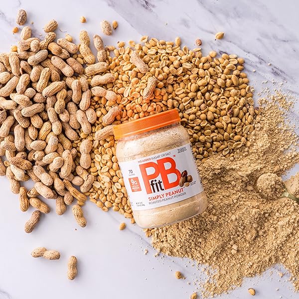 PBFIT 24 OUNCE SIMPLY PEANUT POWDERED PEANUT POWDER, NO ADDED SUGAR OR SALT, NON-GMO, PLANT-BASED, GLUTEN-FREE PROTEIN POWDER, 9G OF PROTEIN 9% DV