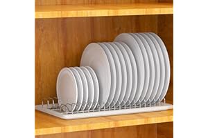 SimpleHouseware Plate Drying Rack with Drainboard, Chrome