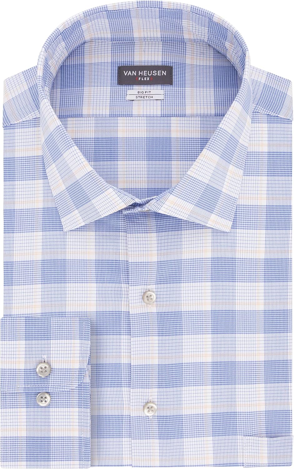 Van Heusen Men's Big Fit Dress Shirts Flex Collar Stretch Check at  Men’s Clothing store
