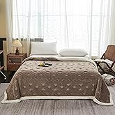 LEVINIS Boho Sherpa Throw Blankets 60'' × 80'', Sherpa Fleece Blanket for All Season, Southwestern Aztec Blankets for Bed/Couch/Sofa/Office/Camping, Coffee