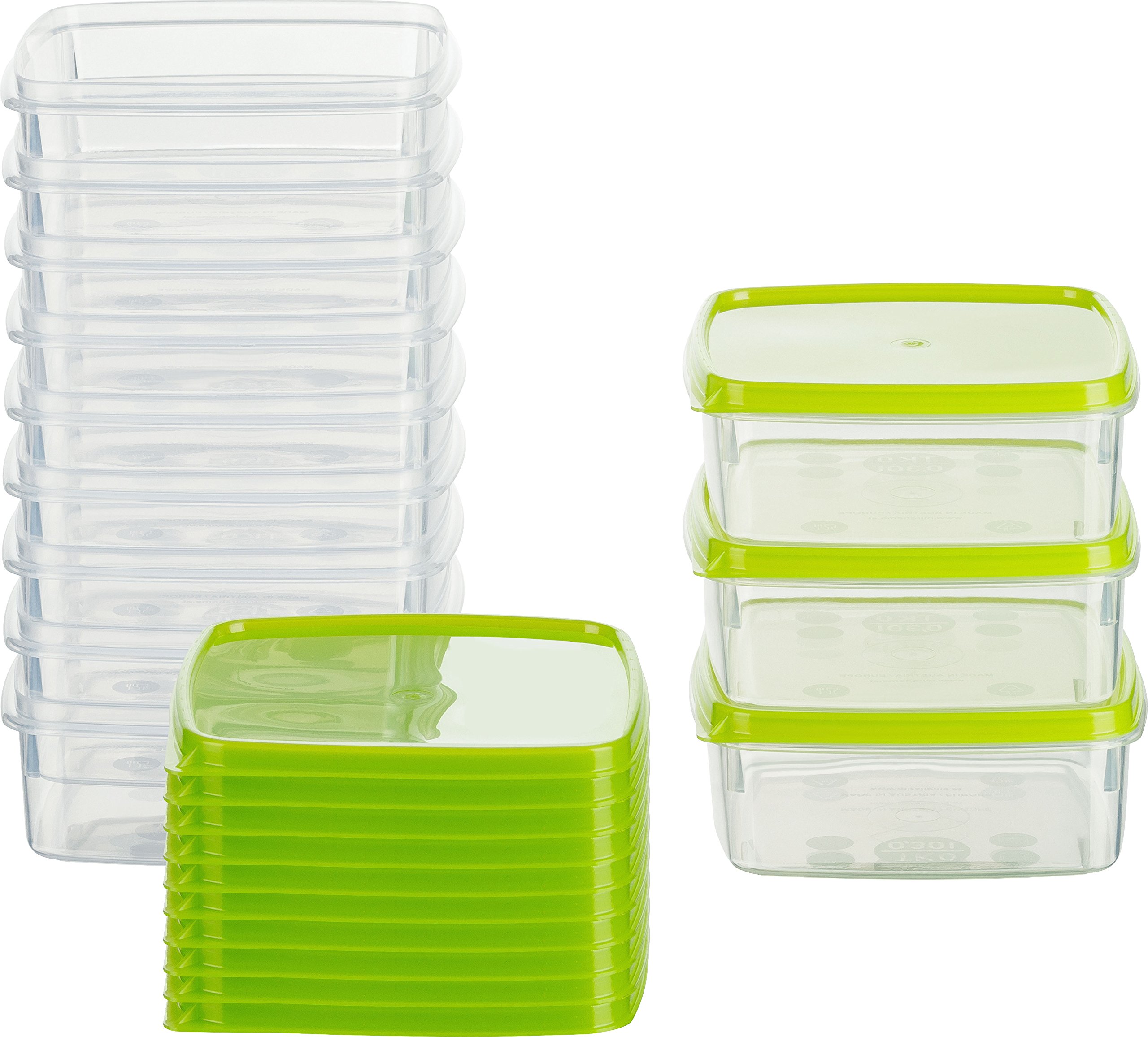 MiraHome Fresh Box Freezer Container 0.3 L Rectangular Flat Pack of 12 Green