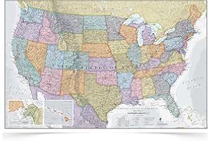 Maps International Classic USA Wall Map - Map of The USA Poster - Front Lamination – 24 x 36