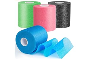 4 Pack Pre Wrap Athletic, Multi Color Prewrap, Pre Wrap for Hair Soccer, Prewrap Athletic Tape Headbands, 2.76 Inches X 12 Ya