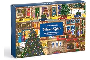 Galison Winter Lights Christmas Countdown – 12 Days of Puzzles Featuring Images of Winter City Fun