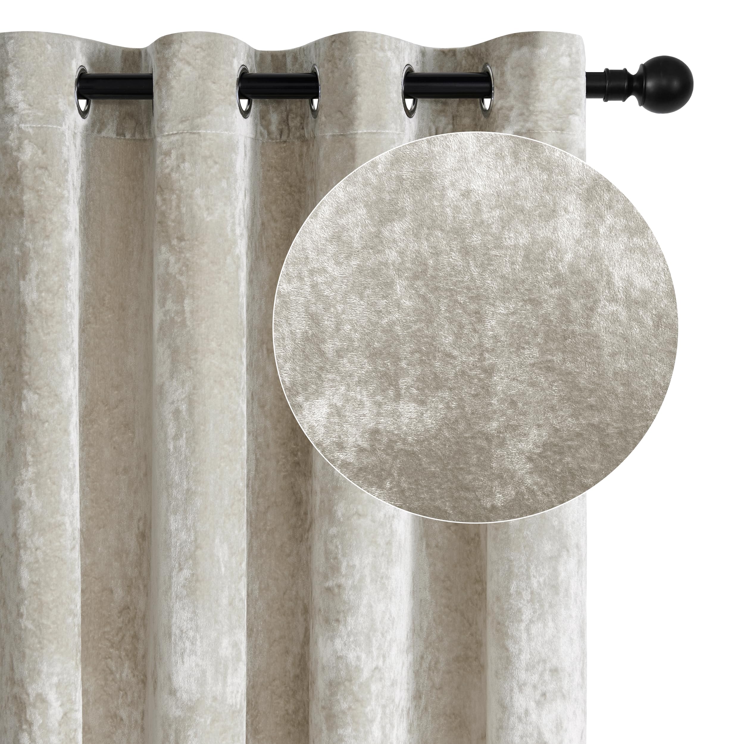 Photo 1 of SNITIE Ivory White Crushed Velvet Curtains 52" x 84" Luxurious Thermal Insulation Soundproofing and Light Filtering Window Treatments Ideal for Living Room Bedroom Office - Set of 2 Panels