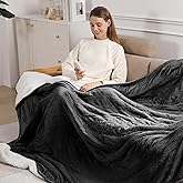 Electric Blanket Twin Heated Blanket 62''X84'' - Heating Blanket Soft Plush Sherpa with 5 Heating Level & 10 Hour Auto Off, ETL Certified & Overheat Protection, Warm Gifts for Grandma(Charcoal Grey)