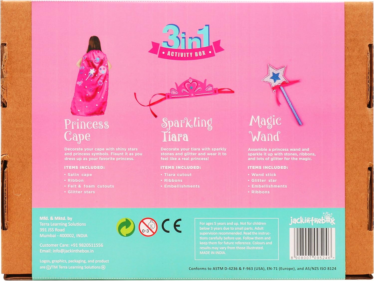 jackinthebox Princess Themed Arts and Crafts for Girls, multicolor, Cape: Medium, Tiara: Small, Wand: Small - Image 3
