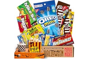 Halloween Movie Night Supplies - Candy Variety Pack For Adults & Kids With Movie Snack Trays, Spooky Basket Stuffers For Him & Her, Halloween Boo Basket Gifts By CraveKraft
