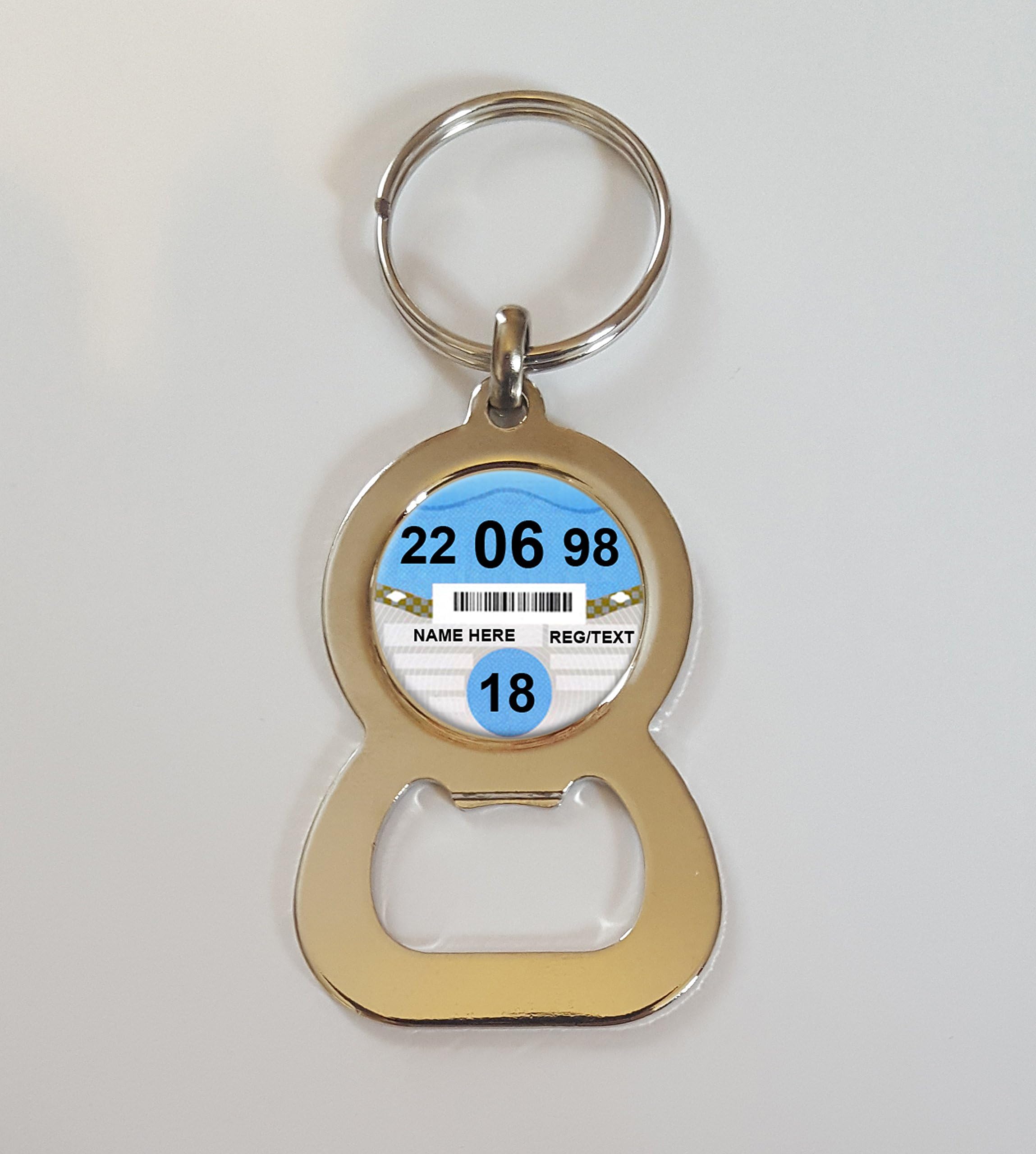 Personalised 18th Birthday Car Tax Disc Metal Bottle Opener Keyring Ideal Birthday Gift N624
