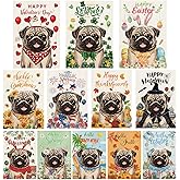 YOVOYOA Pug Garden Flags for Outside Set of 12, Dog Welcome Seasonal Garden Flags 12x18 Double Sided for All Seasons and Holidays, Spring Summer Yard Lawn Flag for Outdoor Decor, Pug Decor