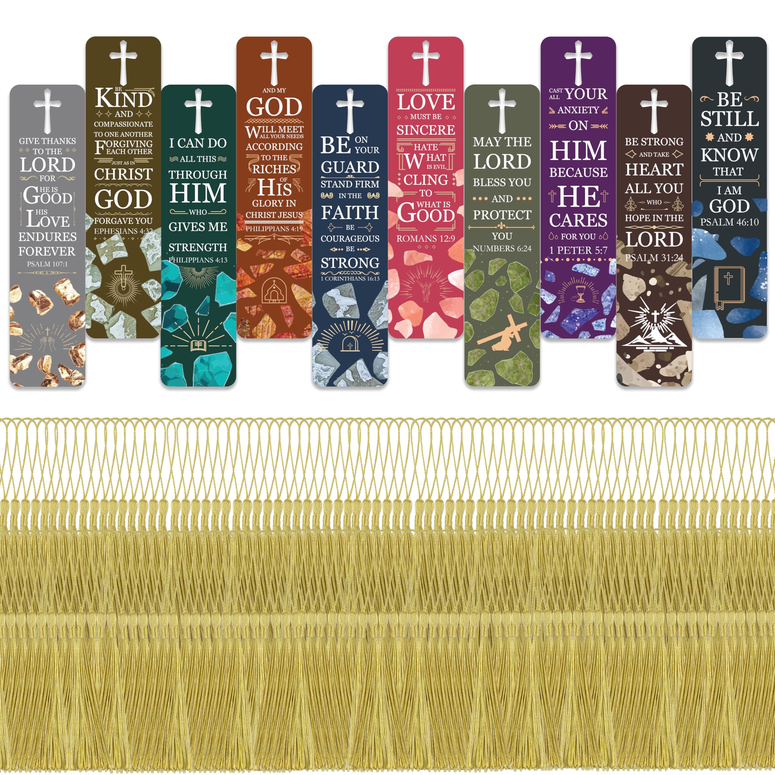 Photo 1 of 100 Pieces Paper Bible Verse Bookmarks with Tassels and Storage Box – Christian Religious Bookmarks Bulk with Scripture Quotes for Church, Reading Lover, Men, Women, Kids, Inspirational Faith Gifts