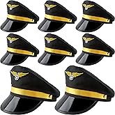 SGBETTER 8 Pack Kids Pilot Hats Airplane Captain Hat Airline Pilot Hat for Boys Girls Halloween Party Costume Accessory