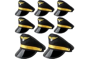 SGBETTER 8 Pack Kids Pilot Hats Airplane Captain Hat Airline Pilot Hat for Boys Girls Halloween Party Costume Accessory