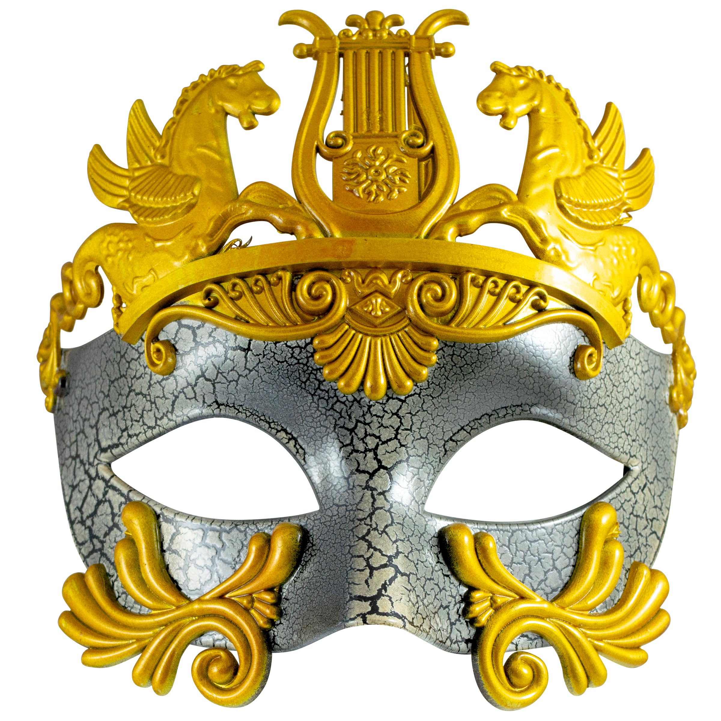 ROMAN Gladiator Mask | GOLD | MENS Pegasus MASQUERADE Mask | Great for Fancy Dress Ball/Masquerade Masked Ball/Halloween