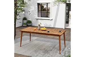 Christopher Knight Home Peggy 72" Farmhouse Patio Acacia Wood Dining Table, Indoor and Outdoor Dining Room Table for 8 Persons, Rectangular Dining Table for Backyard/Garden, Teak Brown