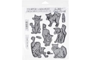 STAMPERS ANONYMOUS Tim Holtz Cling Stamps 7"X8.5", Crazy Cats