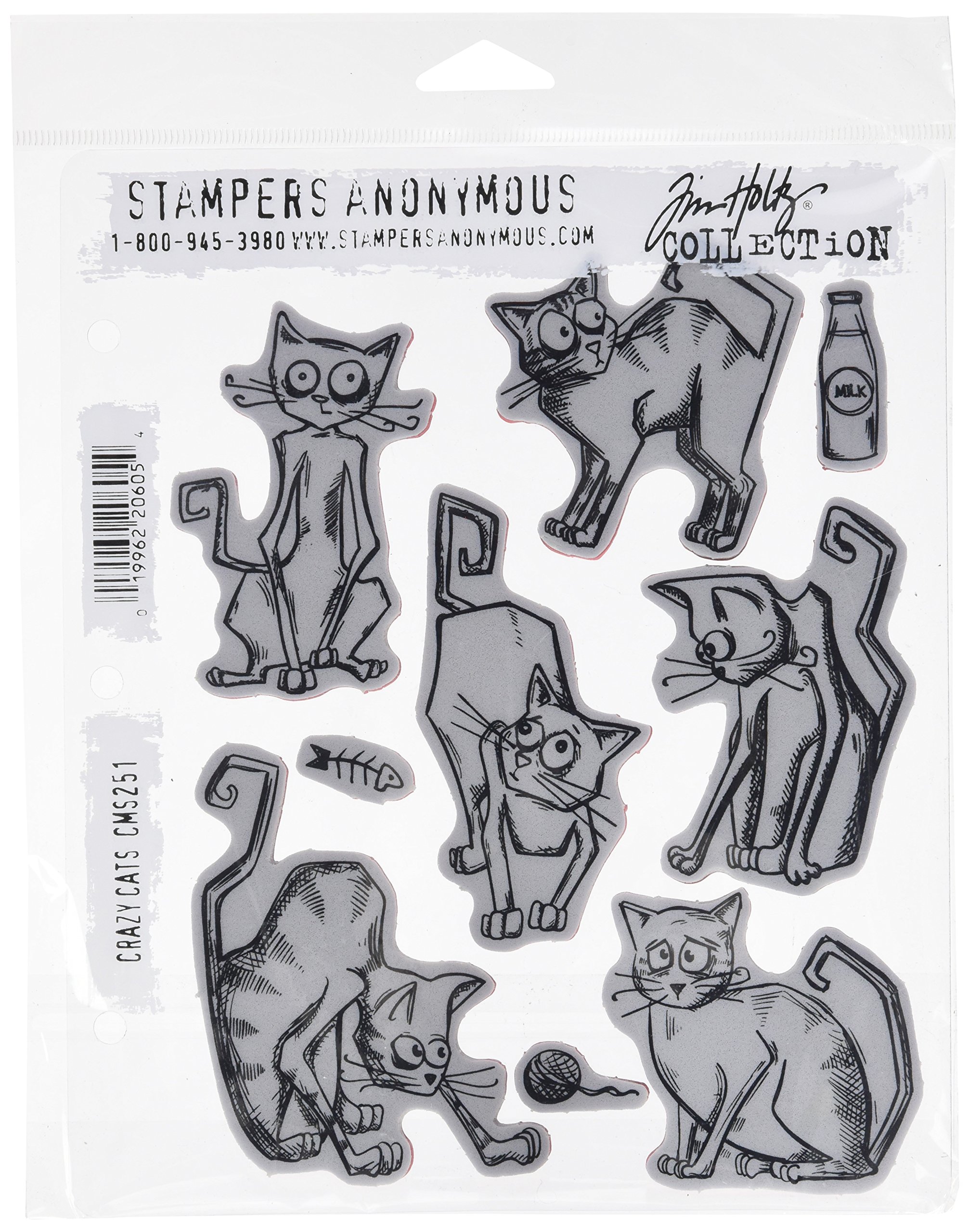 Stampers Anonymous Tim Holtz Cling Stamps 7-inch X 8.5-inch Crazy Cats