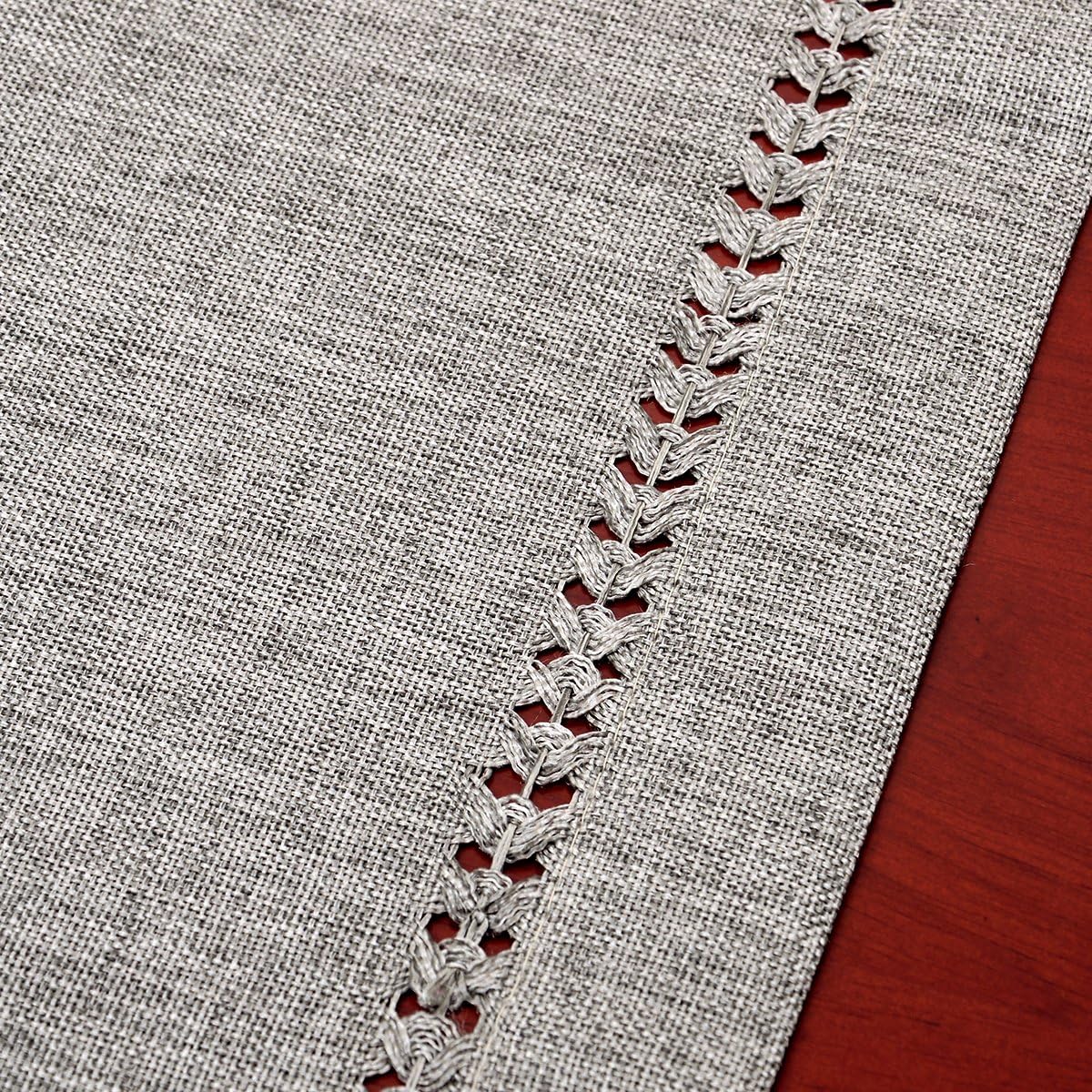 Grelucgo Handmade Hemstitch Gray Dining Table Runner Or Dresser Scarf, Rectangular 14 by 48 Inch: Home & Kitchen