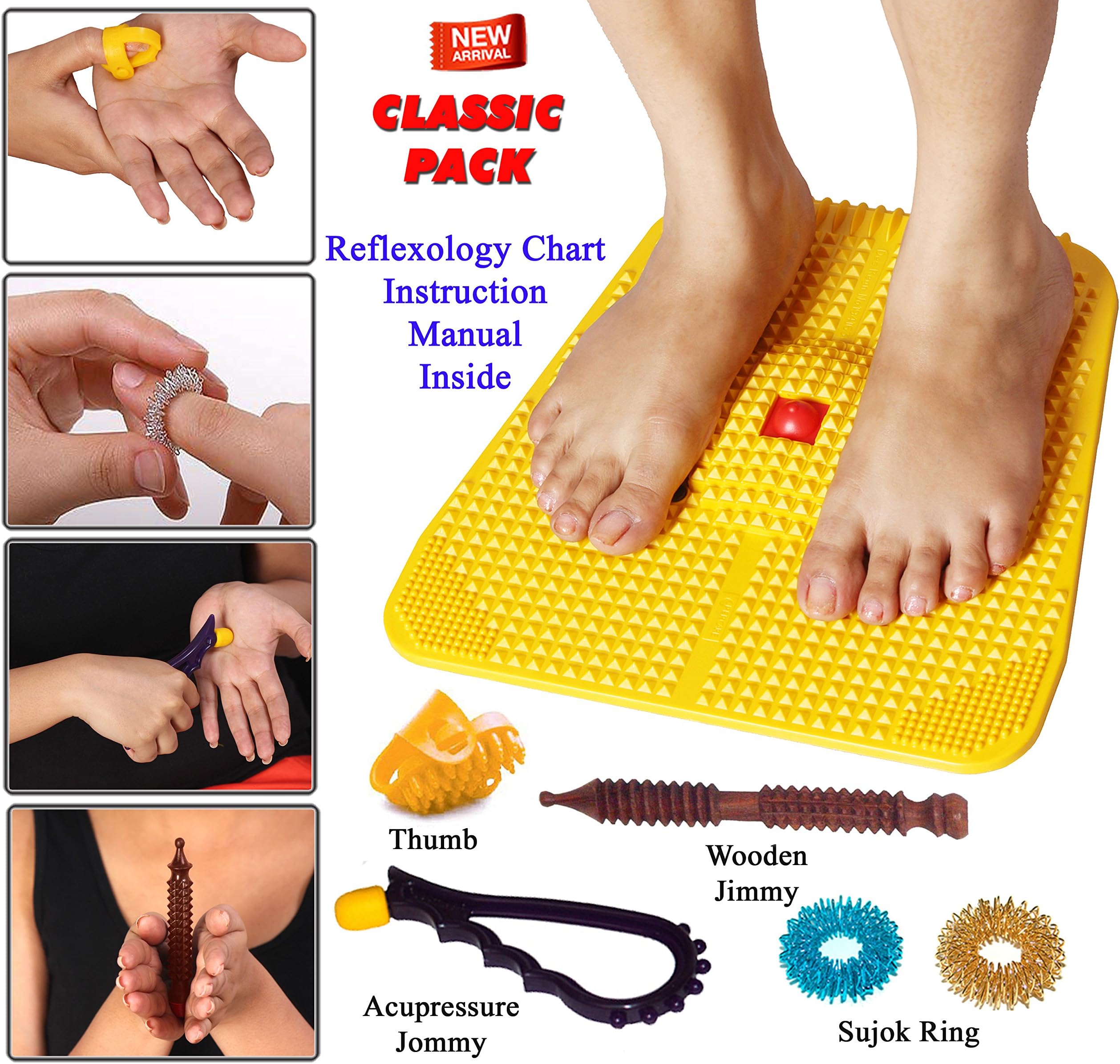 Acupressure Power Mat with Magnets n Pyramids for Pain Relief Useful for Heel Pain - Knee Pain - Leg Pain - Sciatica - Cramps - Migraine - Depression With Acupressure Health Care Products - Classic