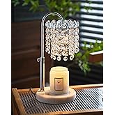 Candle Warmer Lamp with Timer Dimmer Adjustable Height Candle Warmer with Marble Base for Jar Candles, Crystal Candle Lamp with 3 Bulbs for New Home Decor, Women Mom Christmas Birthday Gifts, Silver