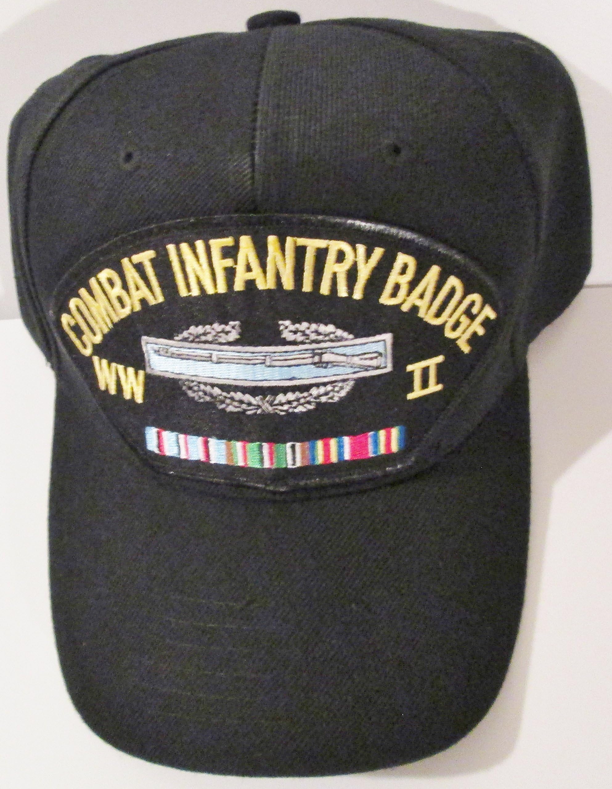 COMBAT INFANTRYMAN BADGE WORLD WAR II VETERAN W/RIBBON EMBROIDERED EMBLEM BLACK Ball Cap/ Hat