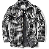 WINDFIT Men's Cotton Sherpa Lined Button Down Flannel Shirt Jacket Plaid Soft Outdoor Flannel Jacket Shirt