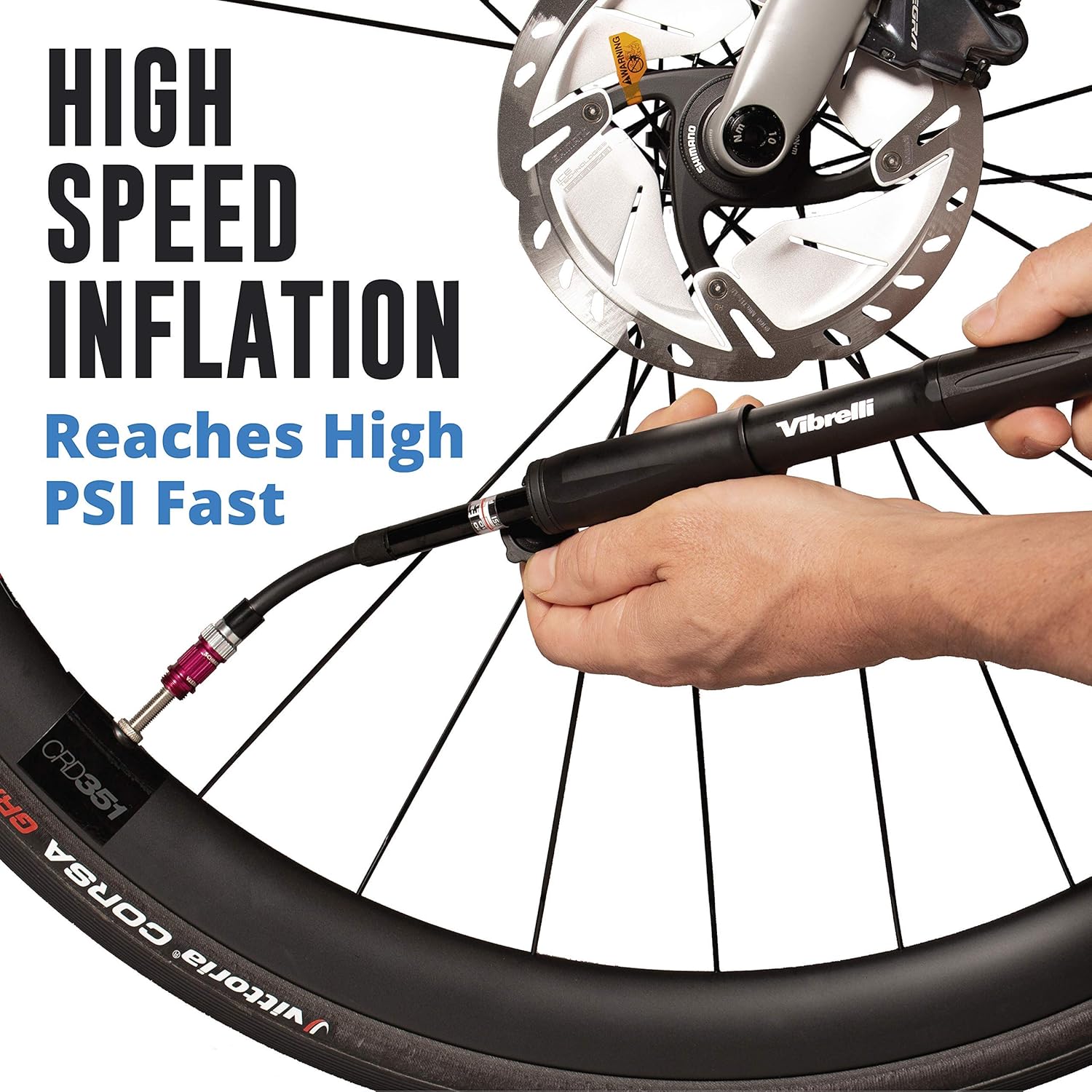 Vibrelli Mini Bike Pump with Gauge - Presta & Schrader - Accurate High Pressure 110 PSI - Portable Bicycle Pump for Road, Mountain, BMX Bike Tires - Mounting Bracket Included : Sports & Outdoors