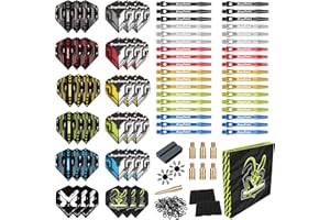 MageRabbit Dart Accessories Kit Including 36pcs Dart Flights 45pcs Dart Shafts for Steel/Soft Tip Darts,Sharpener, Dart Stems Remover Tool, 50 Metal Rings,50 Rubber Rings, Pack of 195pcs Accessories