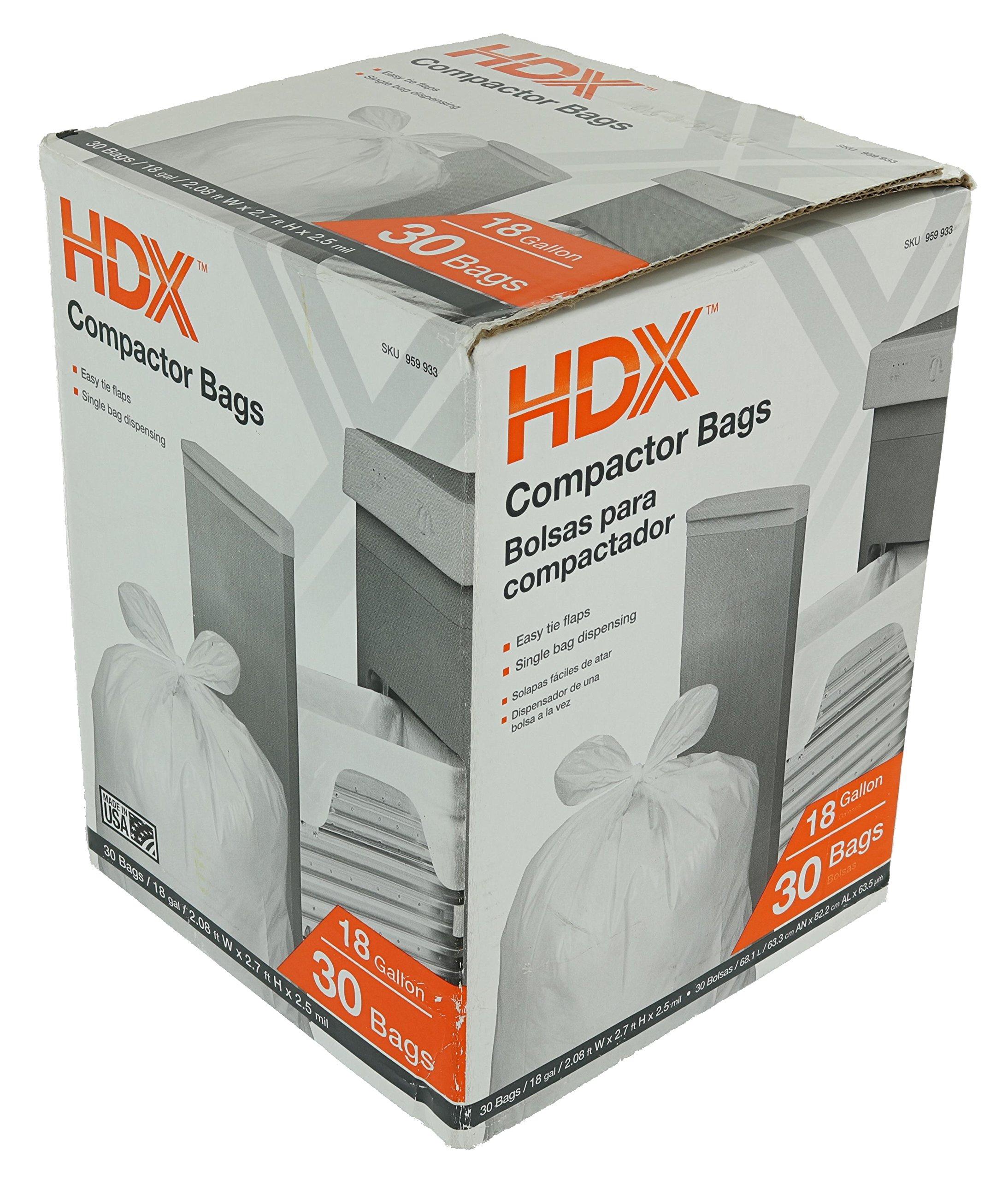 Galleon HDX 959933 18 Gallon 2.5 Mil Trash Compactor Bags W/ Tie