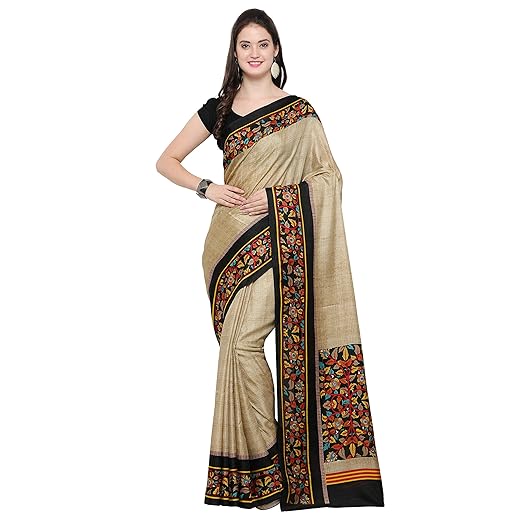 KANCHNAR Womens Tussar Silk Saree With Blouse Piece (541S3014_Beige)