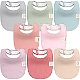 KeaBabies 8-Pack Organic Baby Bibs for Girls, Boys - Quilted Cotton Cloth Baby Drool Bibs for Drooling and Teething Toddler, Newborn, Infant, Soft & Super Absorbent (Muted Pastel)