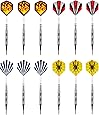 Vopa 17 Grams 12 Pack Soft Tip Dart Set with 4 Styles Dart Flights and 24 Plastic Soft Tip Points for Electronic Dartboard