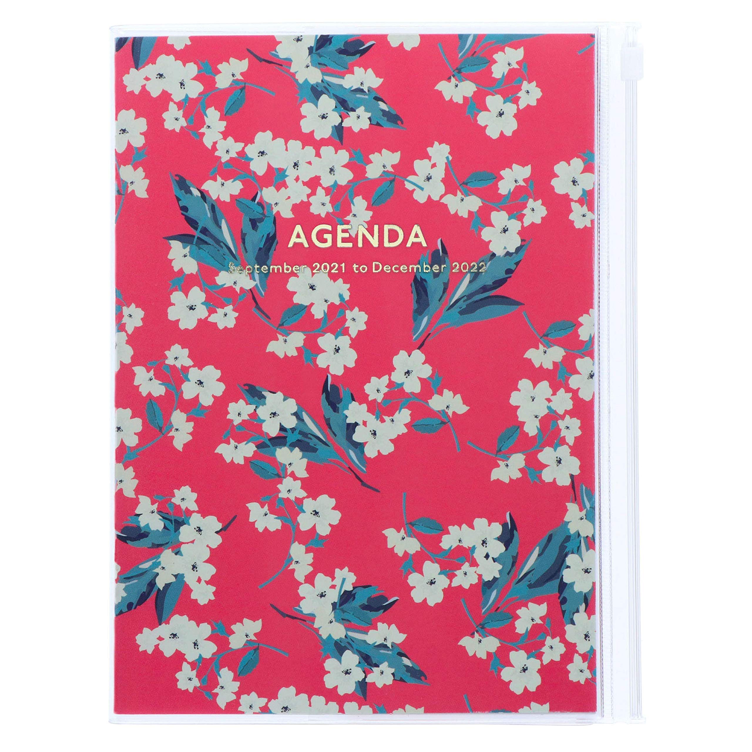MARK'S 2021/2022 Pocket Diary A5 Vertical, Flower Pattern, Pink: From September 2021 to December 2022