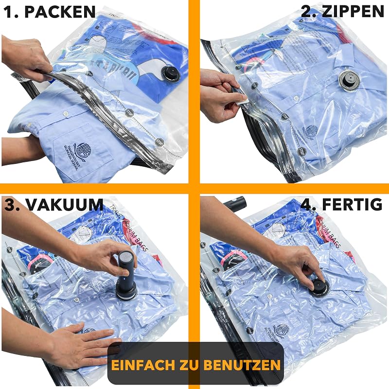 Vakuumbeutel für Kleidung Reise mit Kabellose Pumpe, 18 Stück — Foto 5 von 5